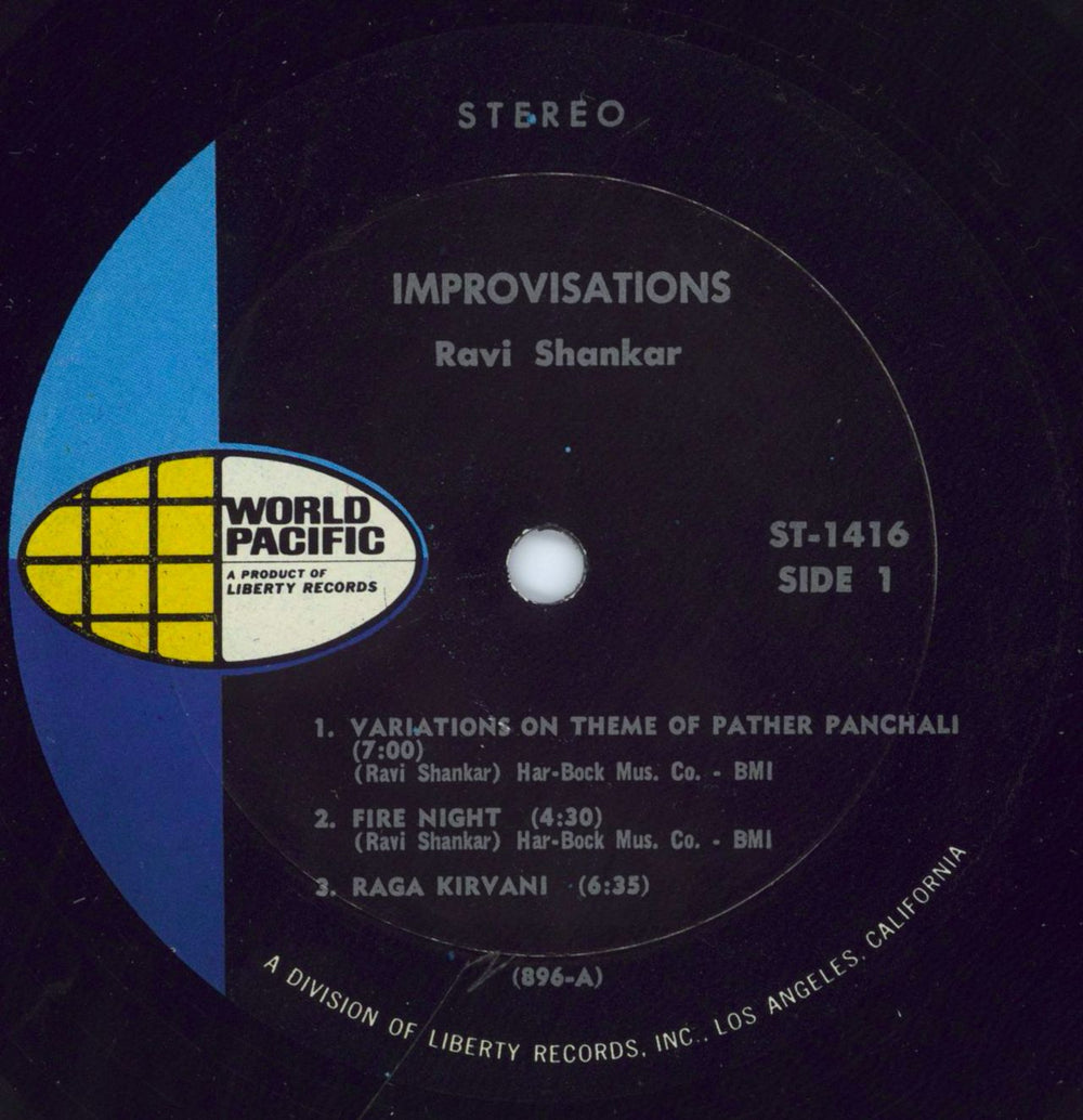 Ravi Shankar Improvisations And Theme From Pather Panchali US vinyl LP album (LP record) RVKLPIM795300