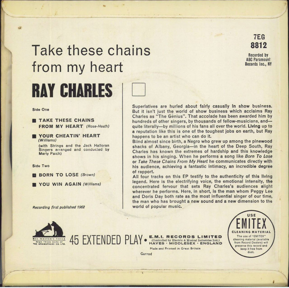 Ray Charles Take These Chains From My Heart EP UK 7" vinyl single (7 inch record / 45)