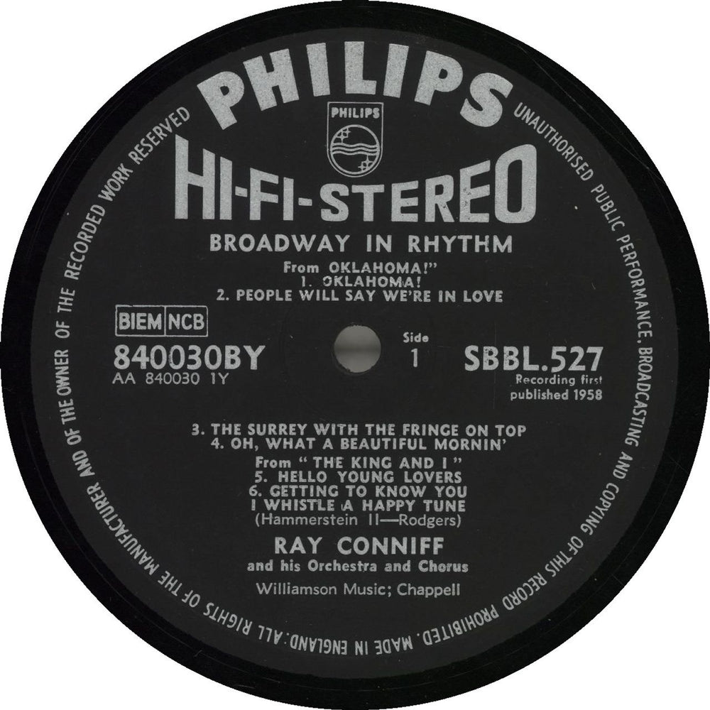 Ray Conniff Broadway In Rhythm UK vinyl LP album (LP record)