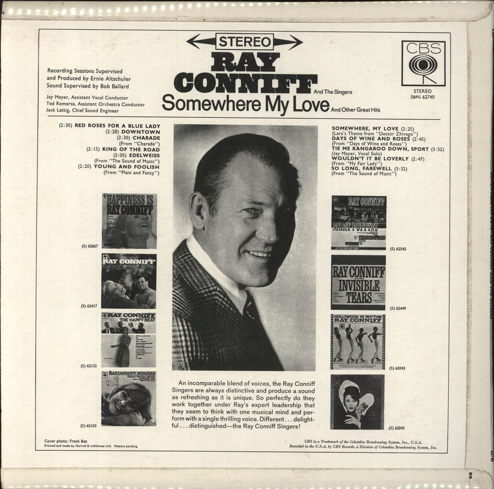 Ray Conniff Somewhere My Love UK vinyl LP album (LP record)