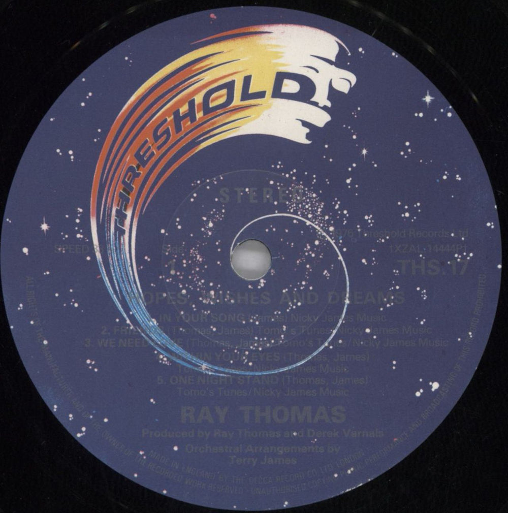 Ray Thomas Hopes Wishes & Dreams + Insert US vinyl LP album (LP record) RYTLPHO271400