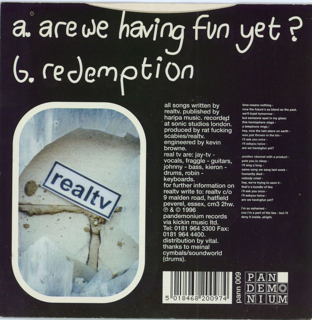 Real TV Are We Having Fun Yet? UK 7" vinyl single (7 inch record / 45) RDZ07AR788360