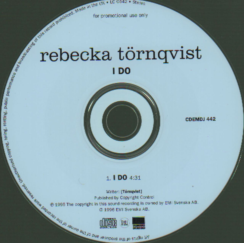 Rebecka Tornqvist I Do UK Promo CD single (CD5 / 5") TNQC5ID185443