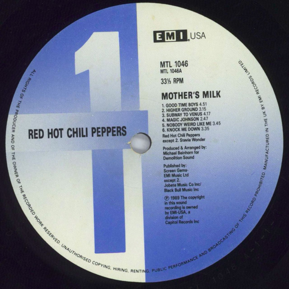 Red Hot Chili Peppers Mother's Milk + Ticket stub UK vinyl LP album (LP record) RHCLPMO820134