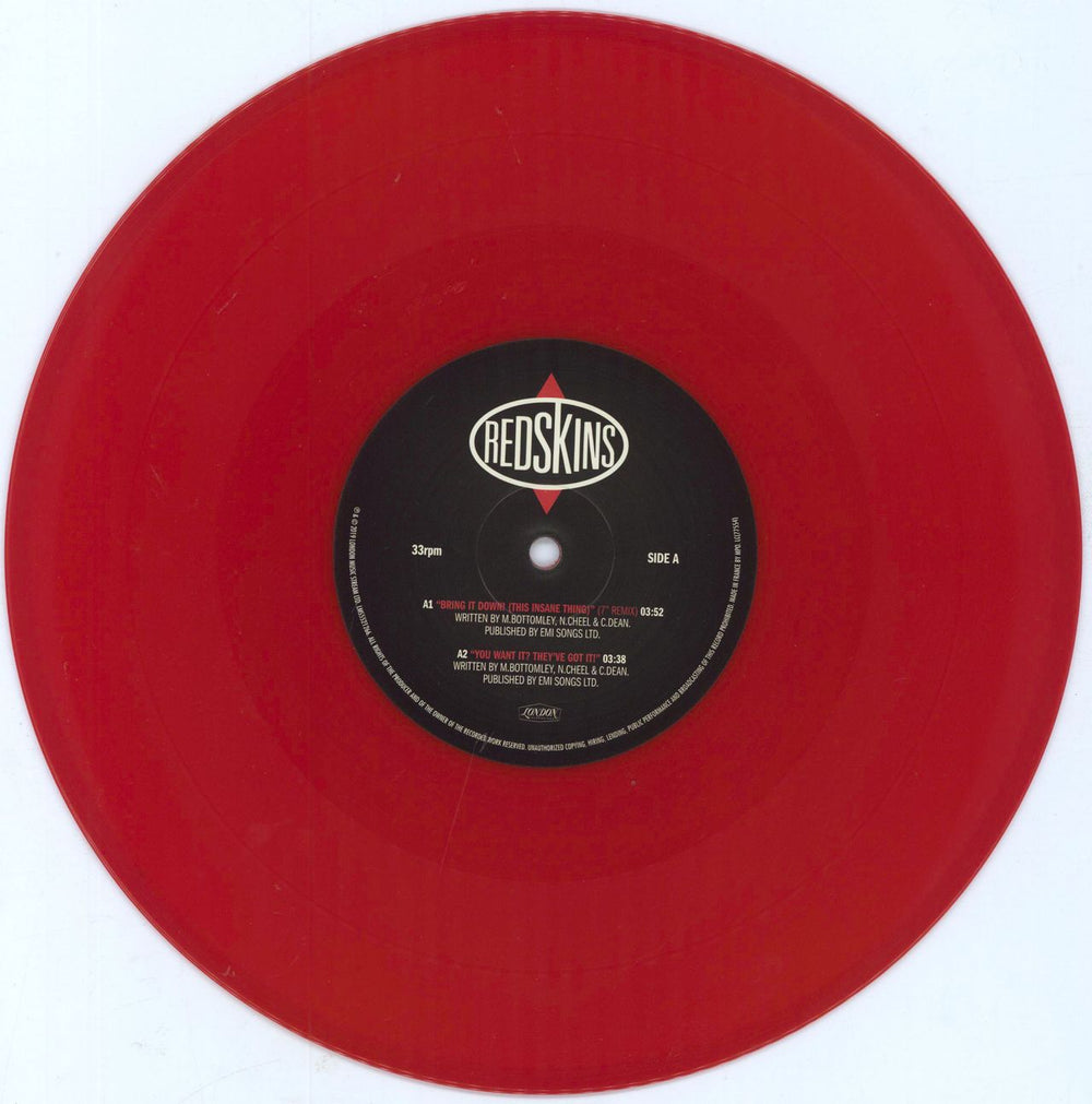 Redskins Bring It Down (This Insane Thing) - RSD19 - Red Vinyl UK 10" vinyl single (10 inch record) RKN10BR799441