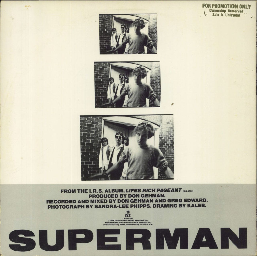 REM Superman - Gold Promo Stamped US Promo 12" vinyl single (12 inch record / Maxi-single)