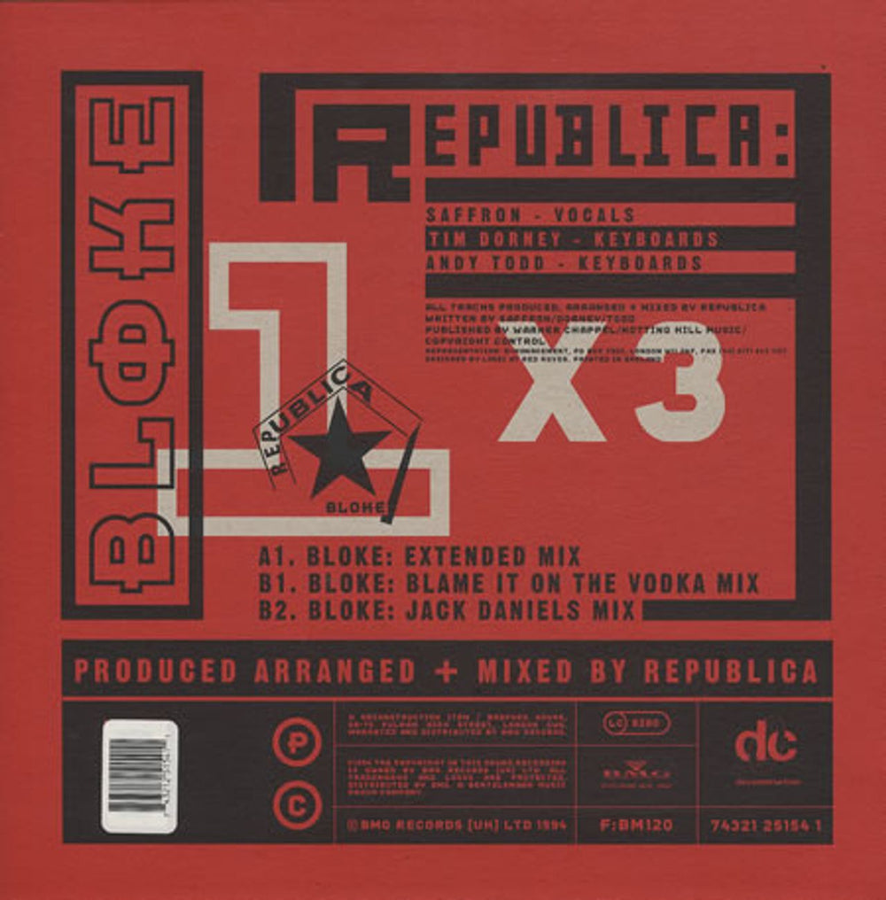 Republica Bloke UK 12" vinyl single (12 inch record / Maxi-single) UBL12BL117131