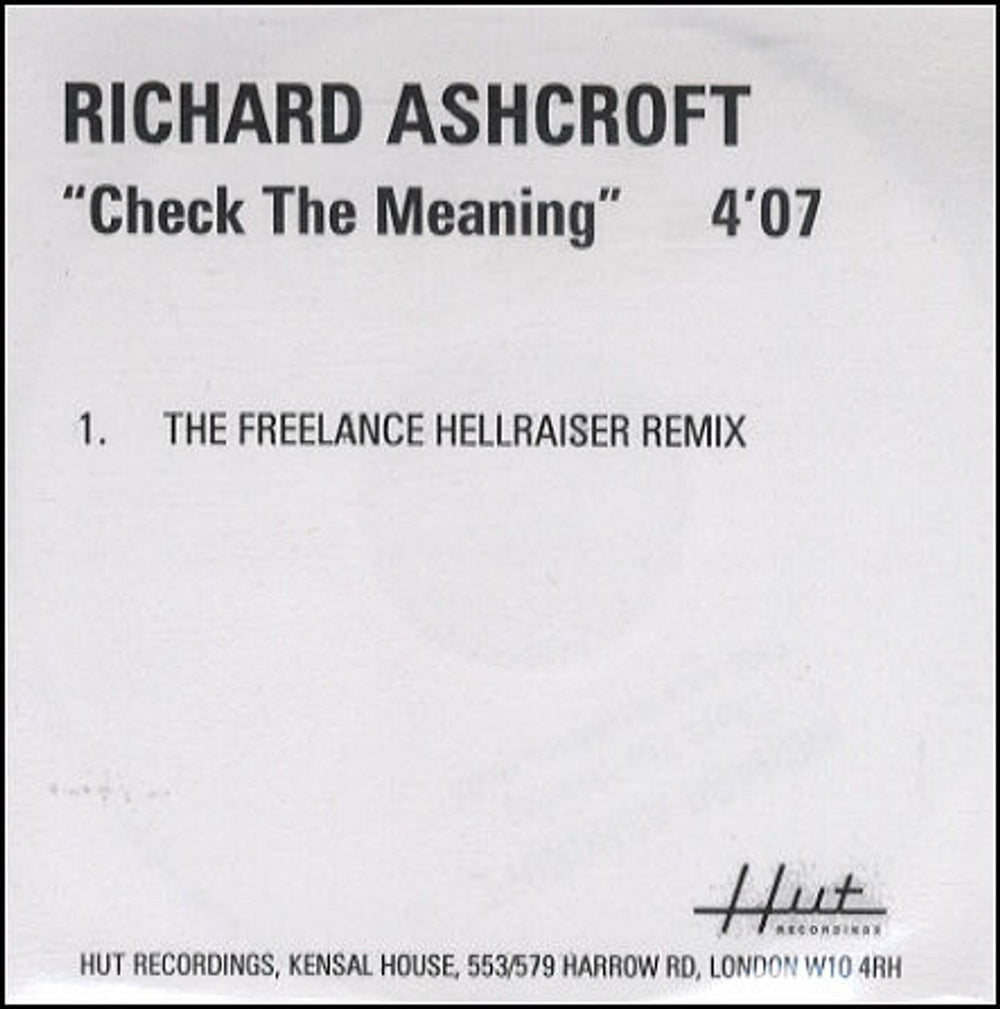 Richard Ashcroft Check The Meaning UK CD-R acetate CD-R ACETATE