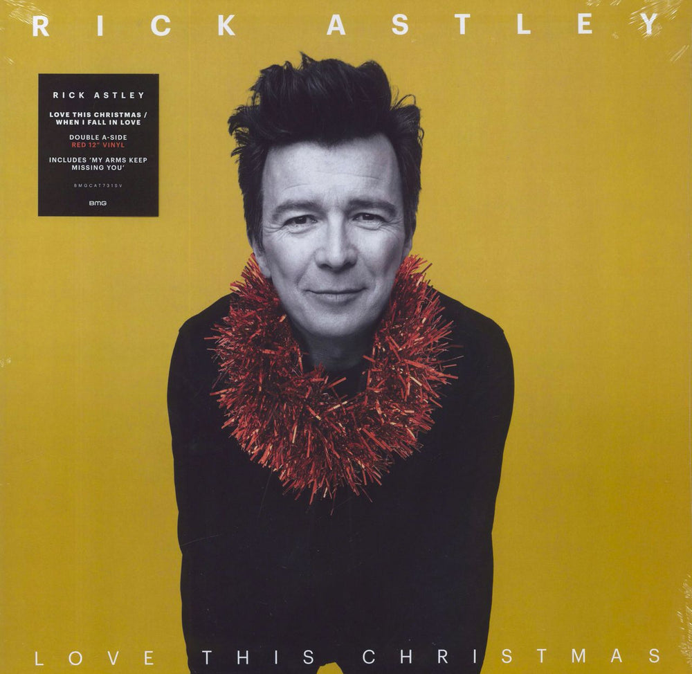 Rick Astley Love This Christmas / When I Fall In Love - Red Vinyl UK 12" vinyl single (12 inch record / Maxi-single) BMGCAT731SV