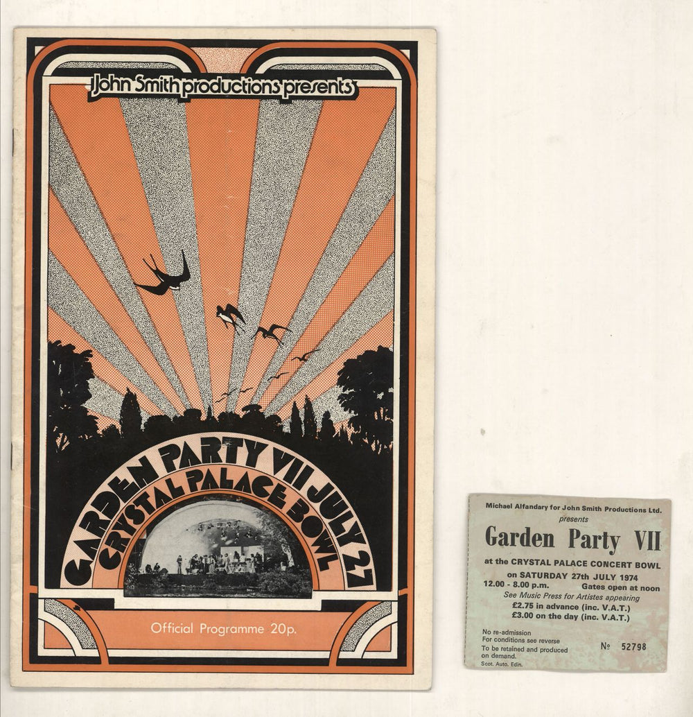 Rick Wakeman Garden Party VII + Ticket Stub UK tour programme CONCERT PROGRAMME