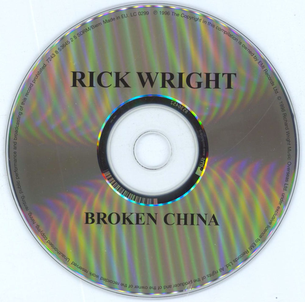 Rick Wright Broken China - 2nd UK CD album (CDLP) RWRCDBR805140