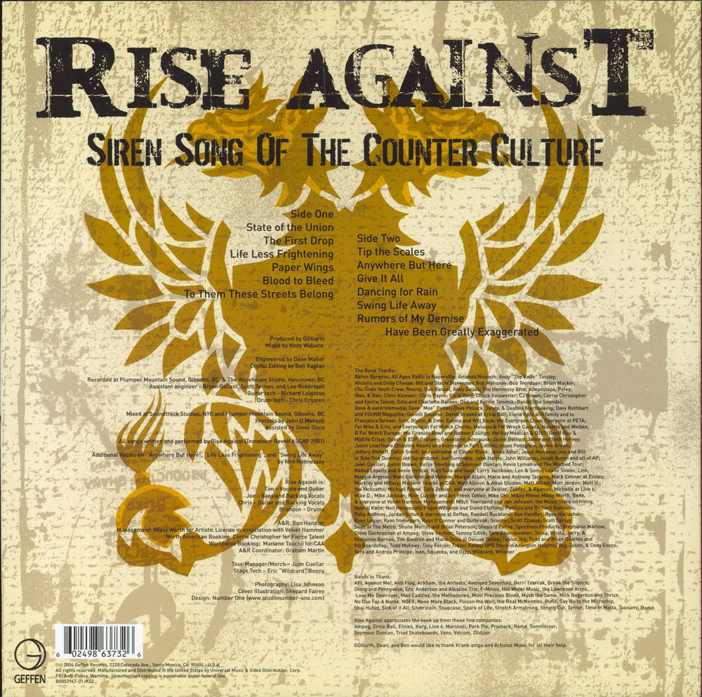 Rise Against Siren Song Of The Counter Culture US vinyl LP album (LP record) 602498637326