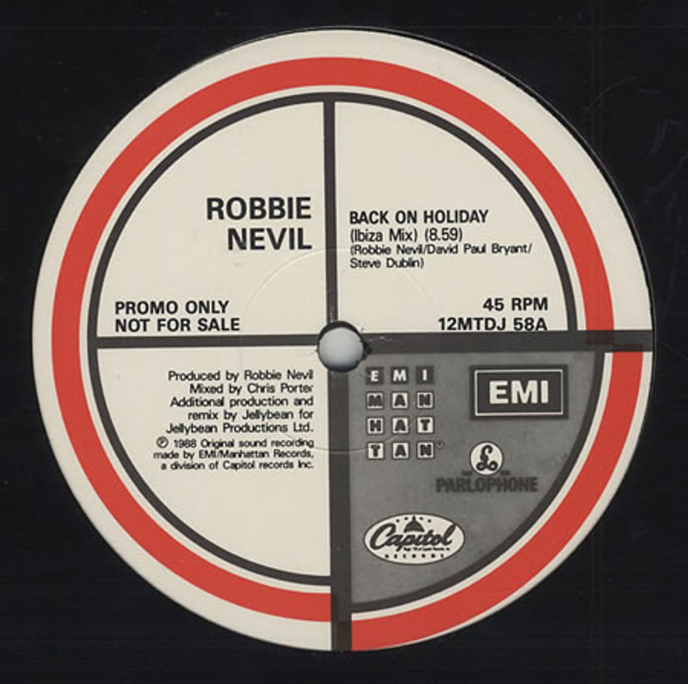 Robbie Nevil Back On Holiday - Ibiza Mix UK Promo 12" vinyl single (12 inch record / Maxi-single) 12MTDJ58