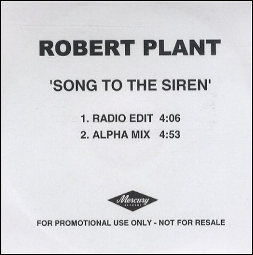 Robert Plant Song To The Siren  UK Promo CD-R acetate CD-R ACETATE