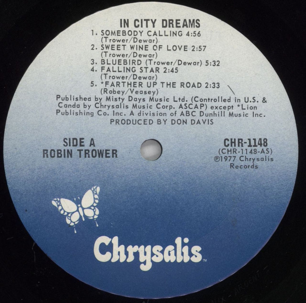 Robin Trower In City Dreams - EX US vinyl LP album (LP record) RTRLPIN825327