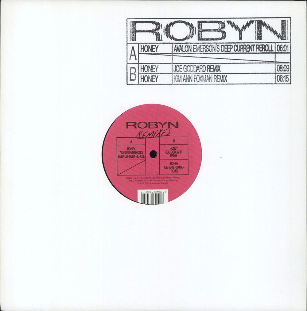Robyn Honey [Remixes] UK 12" vinyl single (12 inch record / Maxi-single) KOR080