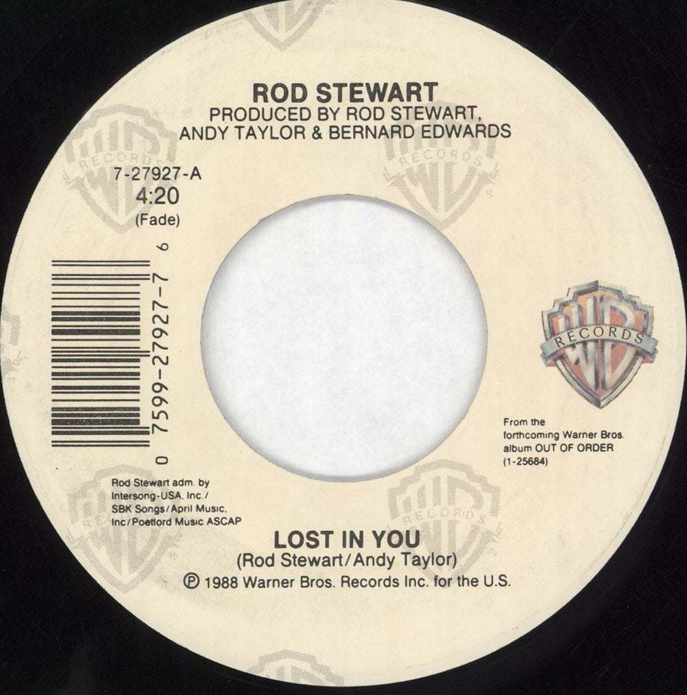 Rod Stewart Lost In You US 7" vinyl single (7 inch record / 45) 7-27927