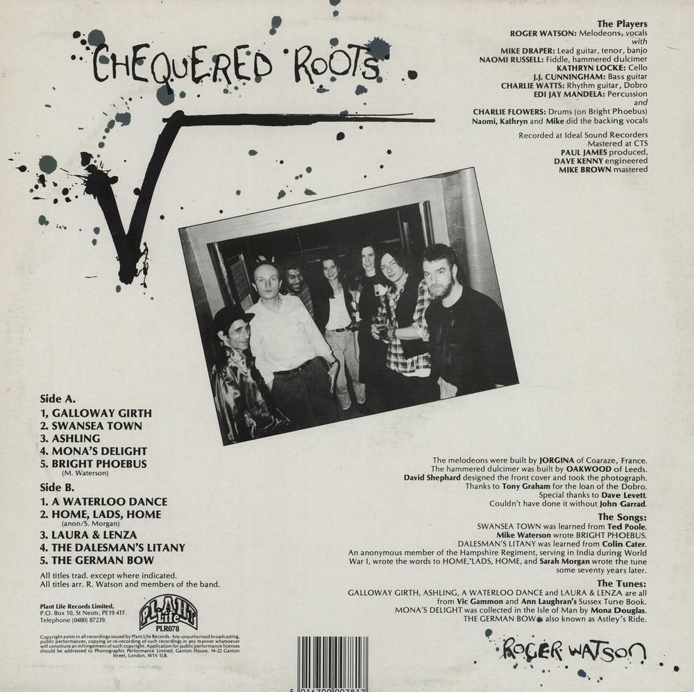 Roger Watson Chequered Roots UK vinyl LP album (LP record)