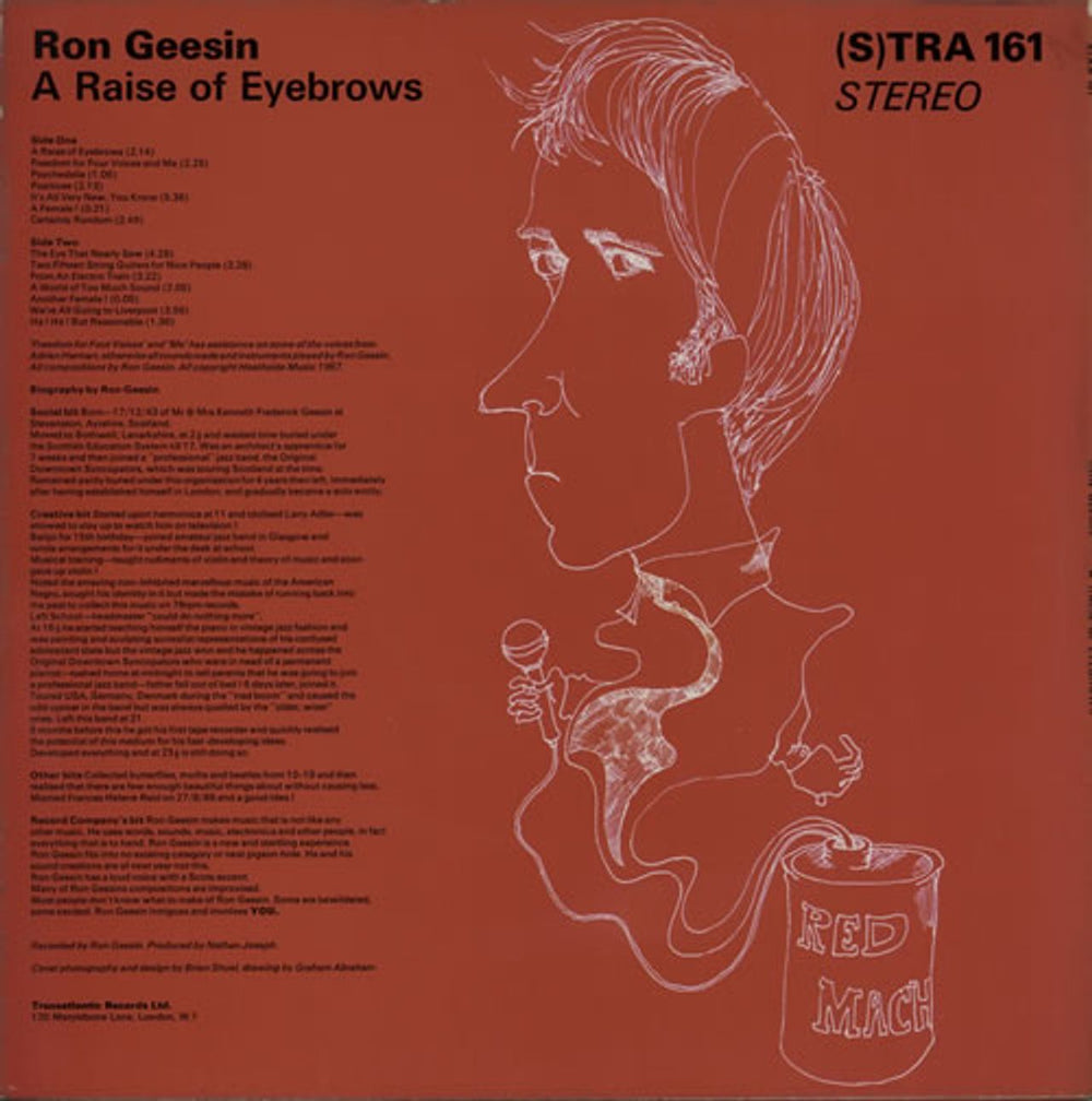 Ron Geesin A Raise Of Eyebrows UK vinyl LP album (LP record) RCBLPAR583288