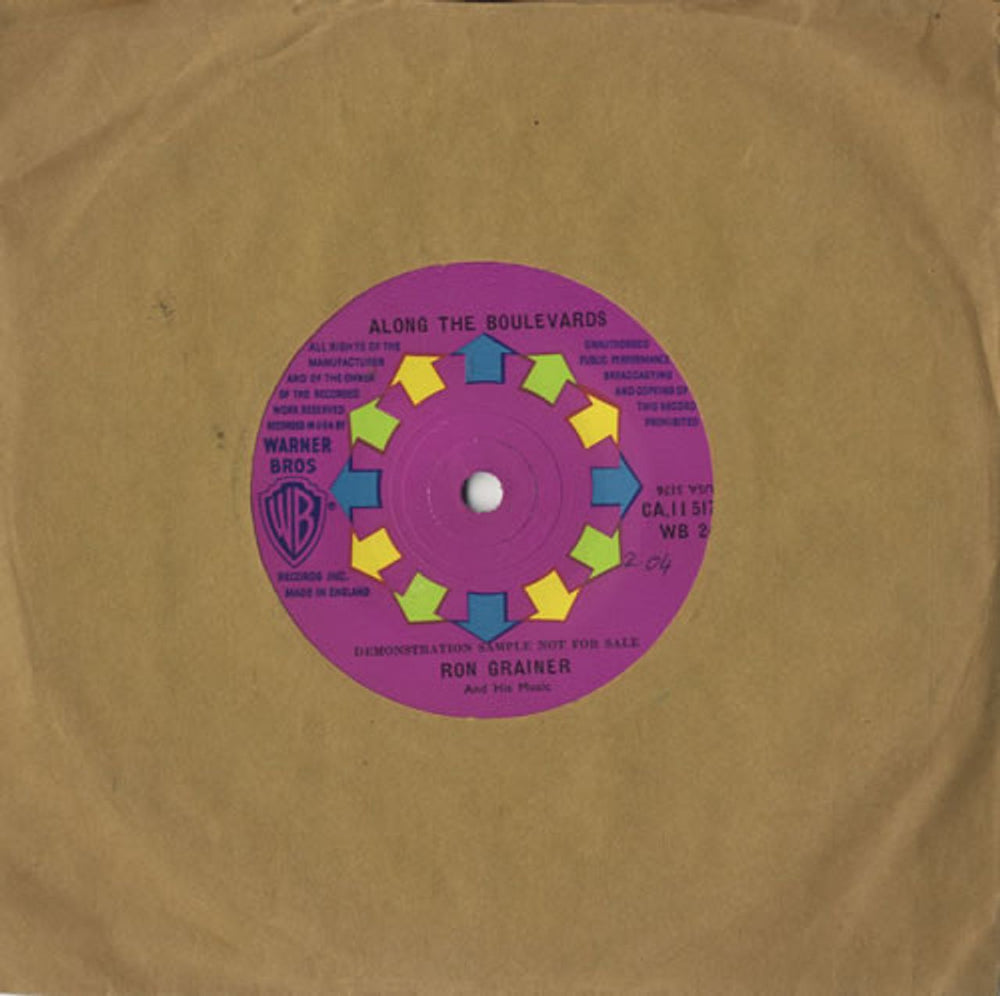 Ron Grainer Along The Boulevards UK Promo 7" vinyl single (7 inch record / 45) WB24