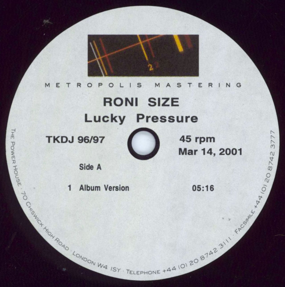 Roni Size Reprazent Lucky Pressure UK acetate TKDJ96/97