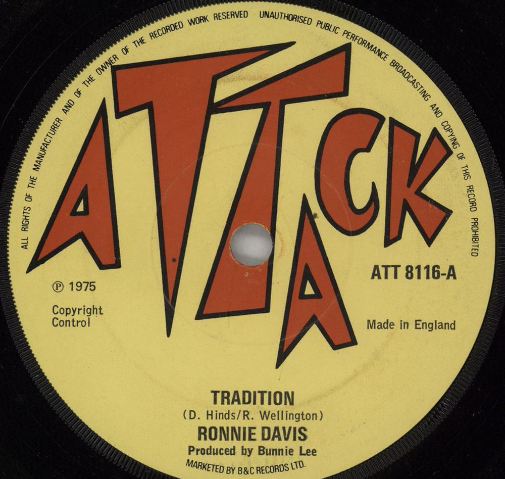 Ronnie Davis Tradition UK 7" vinyl single (7 inch record / 45) ATT8116