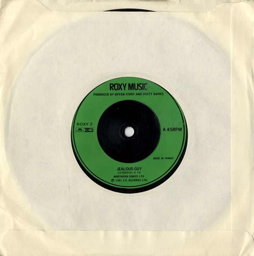 Roxy Music Jealous Guy UK 7" vinyl single (7 inch record / 45) ROXY2