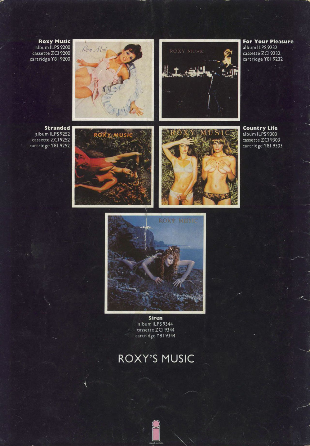 Roxy Music Programme - Autumn 75 UK tour programme