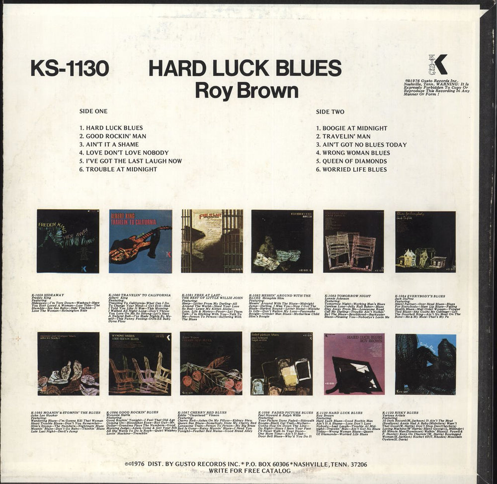 Roy Brown Hard Luck Blues US vinyl LP album (LP record)