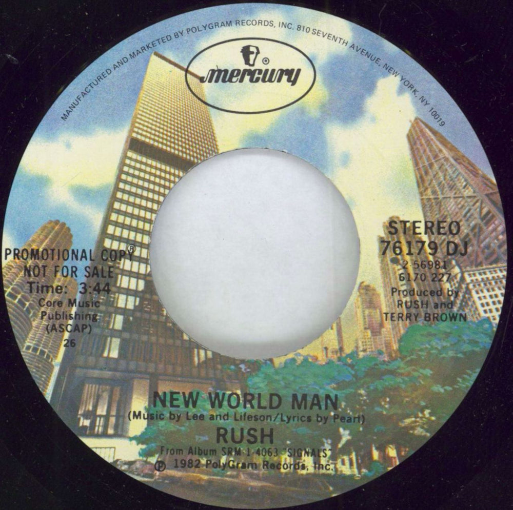 Rush New World Man US Promo 7" vinyl single (7 inch record / 45) 76179DJ