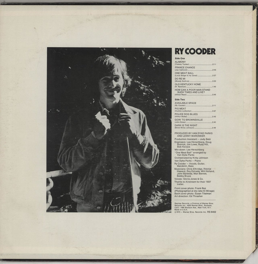 Ry Cooder Ry Cooder - Promo US vinyl LP album (LP record) RYCLPRY755950