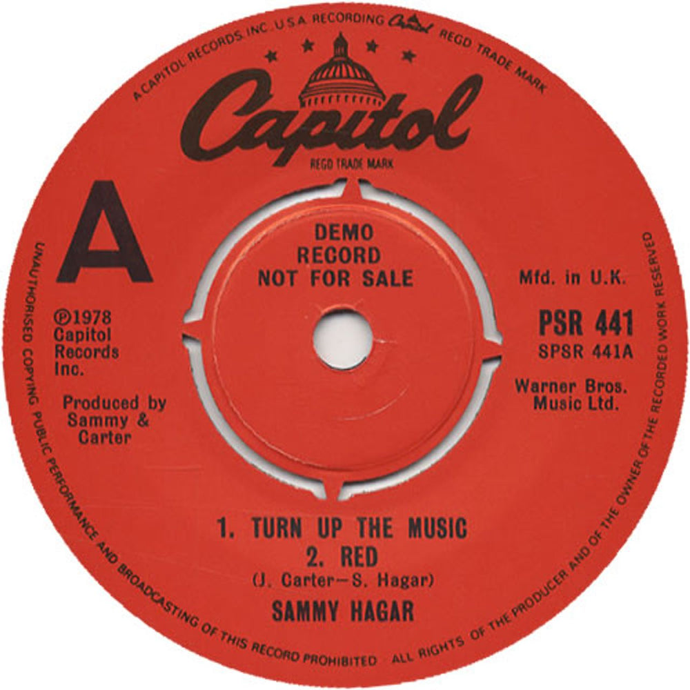 Sammy Hagar Turn Up The Music + P/S UK Promo 7" vinyl single (7 inch record / 45) HGA07TU265376