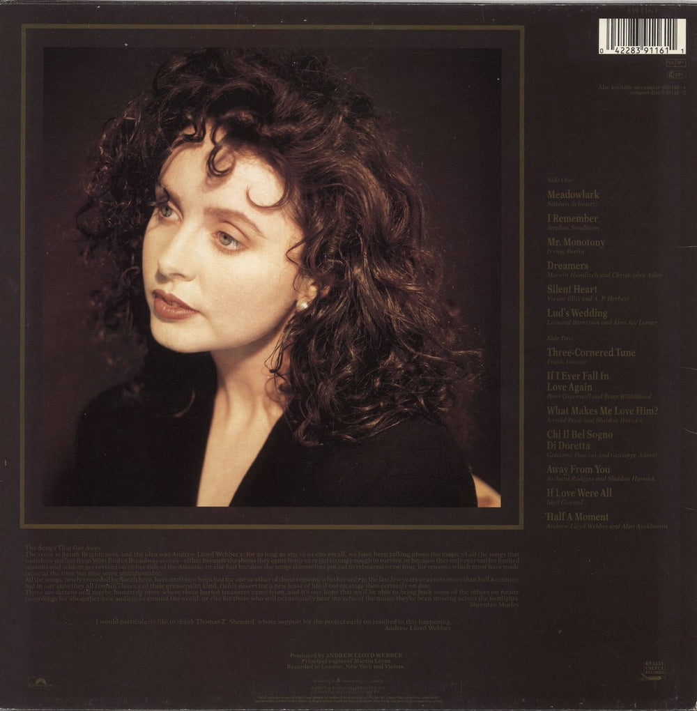 Sarah Brightman The Songs That Got Away UK vinyl LP album (LP record) 042283911611