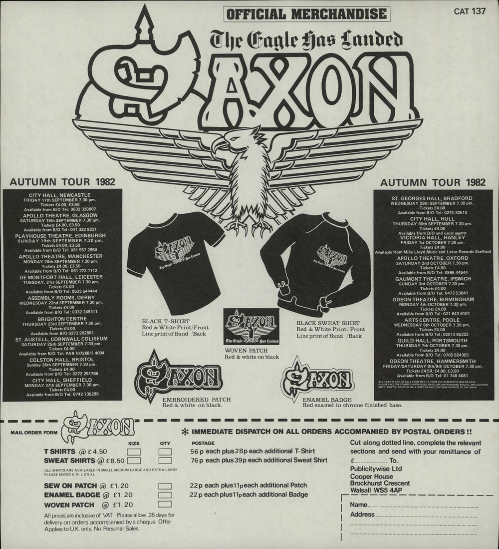 Saxon The Eagle Has Landed - Embossed & Stickered Sleeve + Merch Insert UK vinyl LP album (LP record) SAXLPTH649908