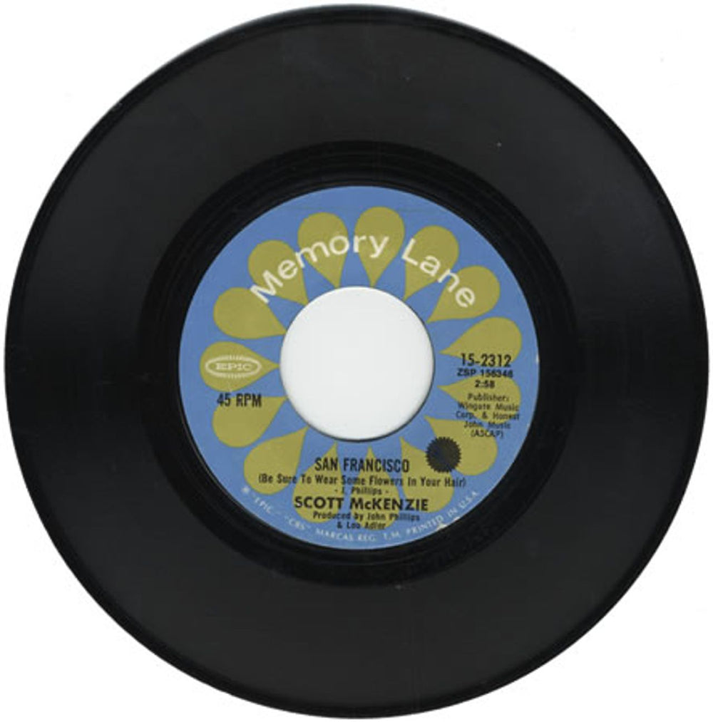 Scott McKenzie San Francisco (Be Sure To Wear Some Flowers In Your Hair) US 7" vinyl single (7 inch record / 45) 15-2312