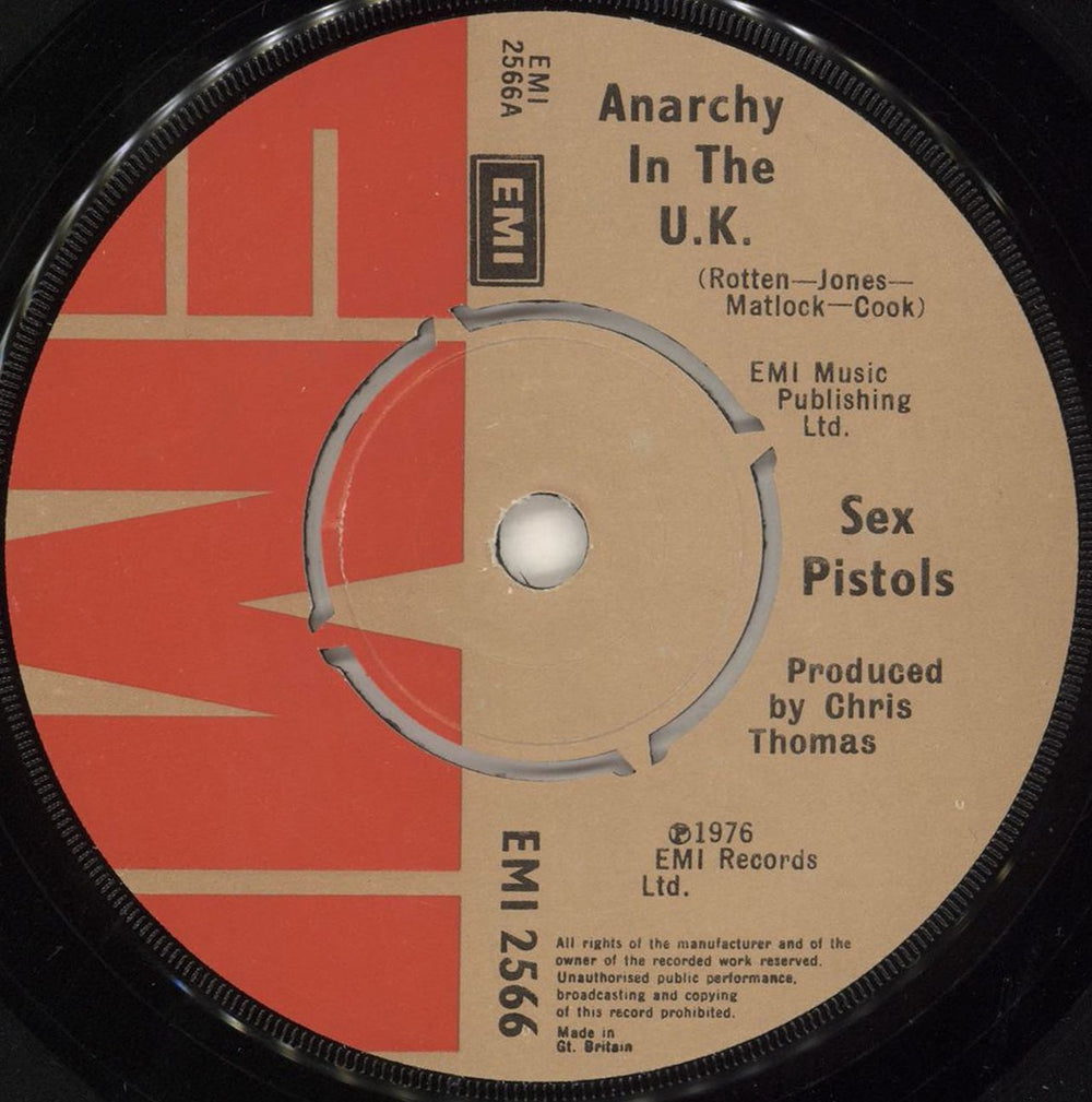 Sex Pistols Anarchy In The U.K. - 1st + Original Black Slv UK 7" vinyl single (7 inch record / 45) EMI2566