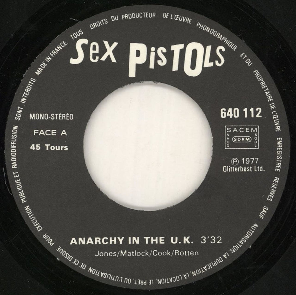 Sex Pistols Anarchy In The UK - BA French 7" vinyl single (7 inch record / 45) SEX07AN655144