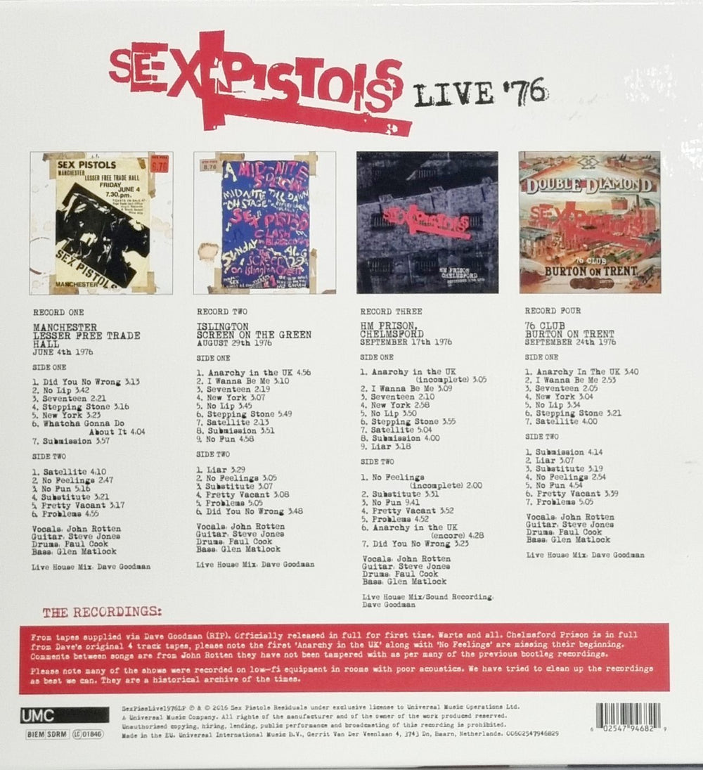 Sex Pistols Live '76 UK Vinyl Box Set SEXVXLI804944