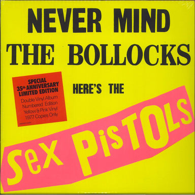 Sex Pistols Never Mind The Bollocks, Here's The Sex Pistols: Yellow & Pink Vinyl - Sealed UK 2-LP vinyl record set (Double LP Album) SEXPISYP1977