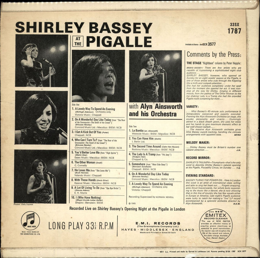 Shirley Bassey At The Pigalle UK vinyl LP album (LP record)