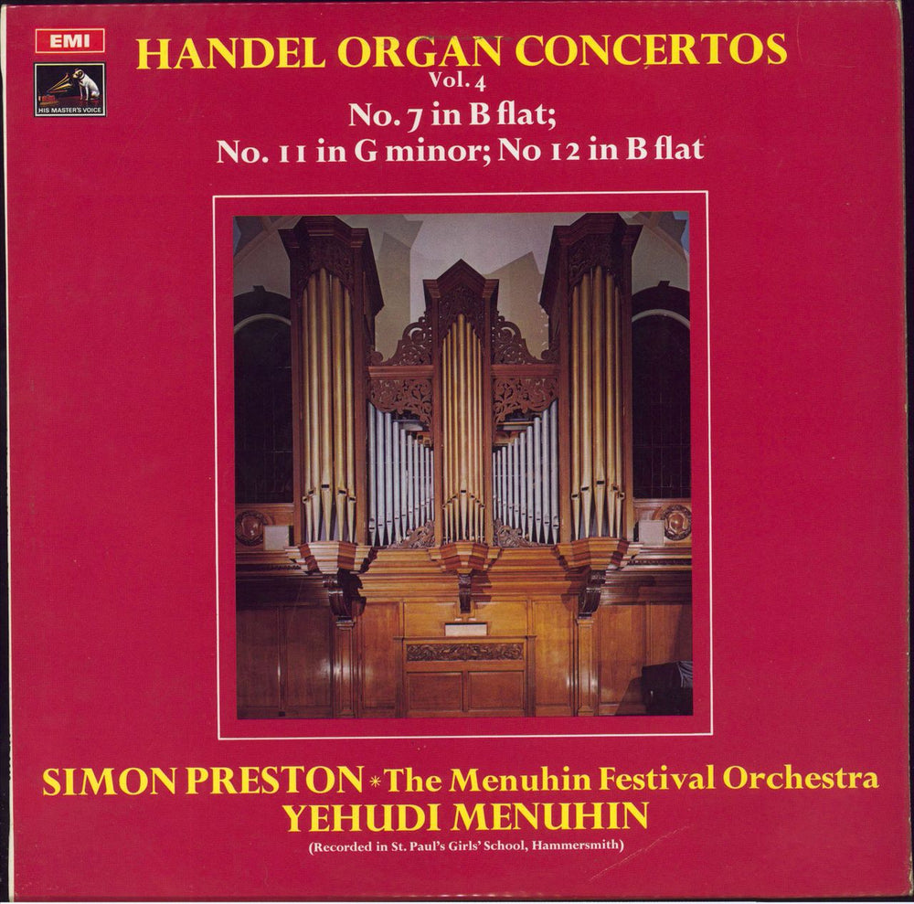 Simon Preston Handel Organ Concertos Vol. 4 - Sample UK vinyl LP album (LP record) ASD2662
