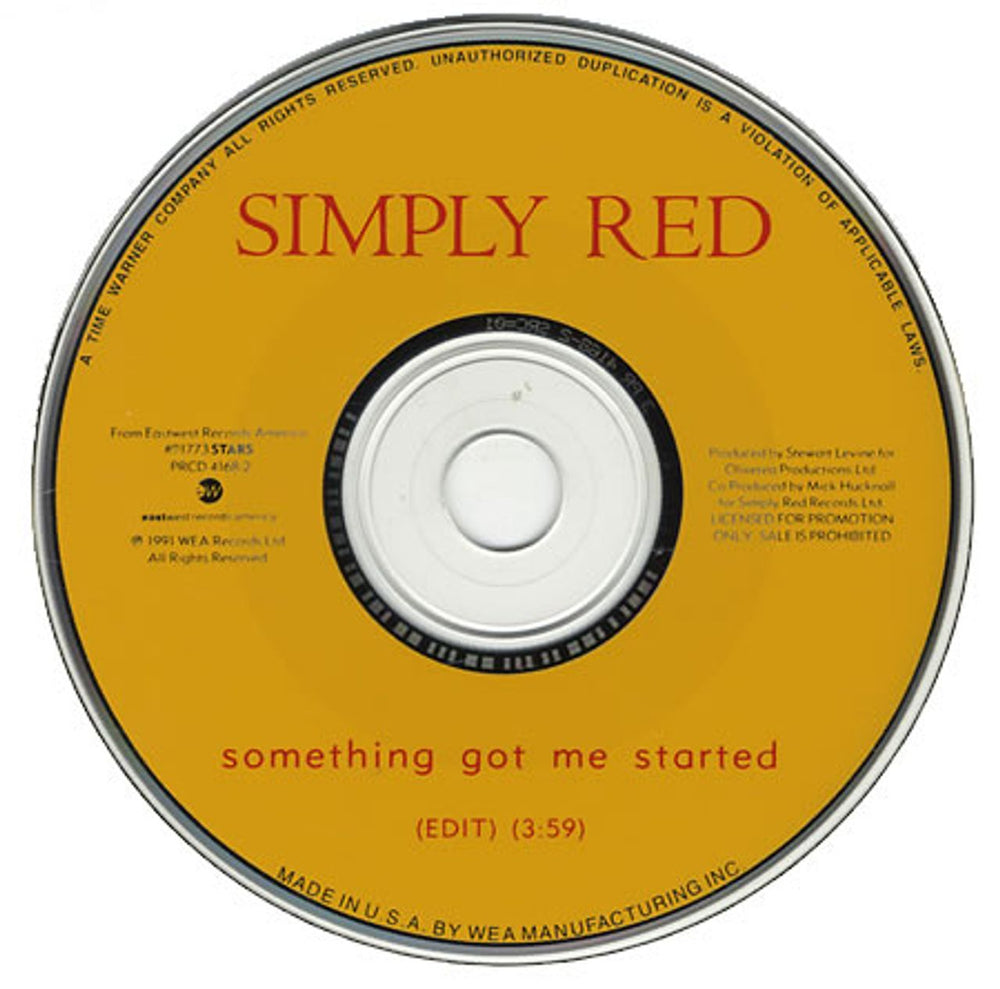 Simply Red Something Got Me Started US Promo CD single (CD5 / 5") REDC5SO22705