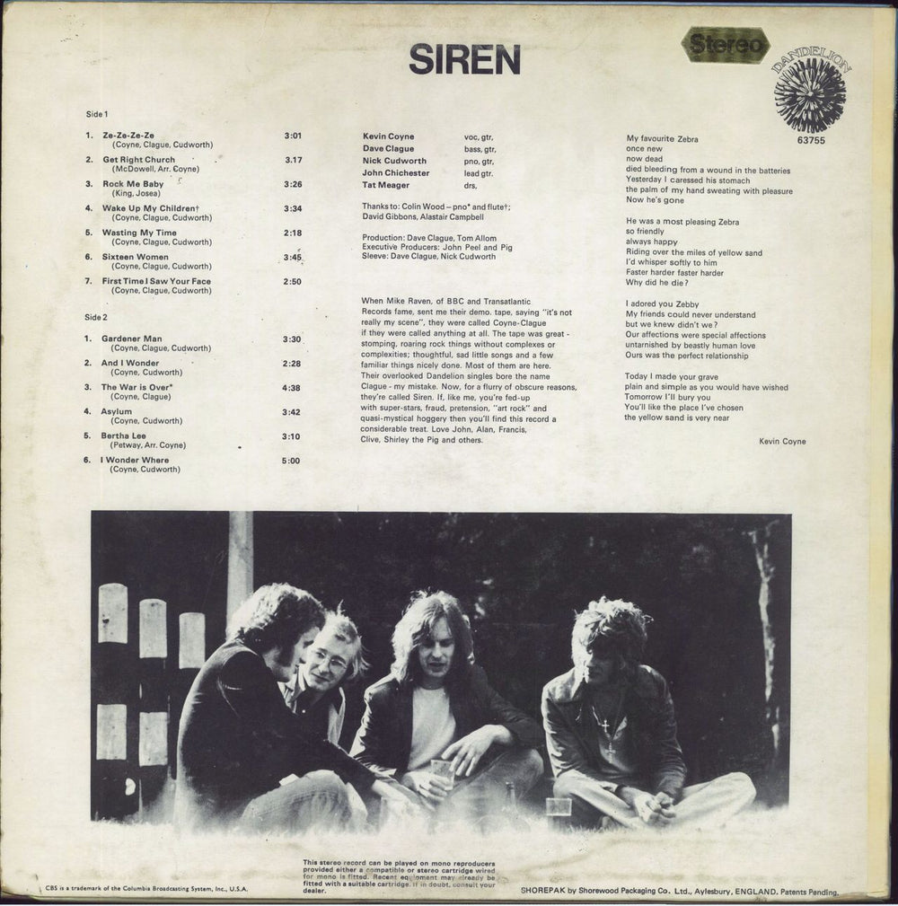 Siren Siren UK vinyl LP album (LP record)