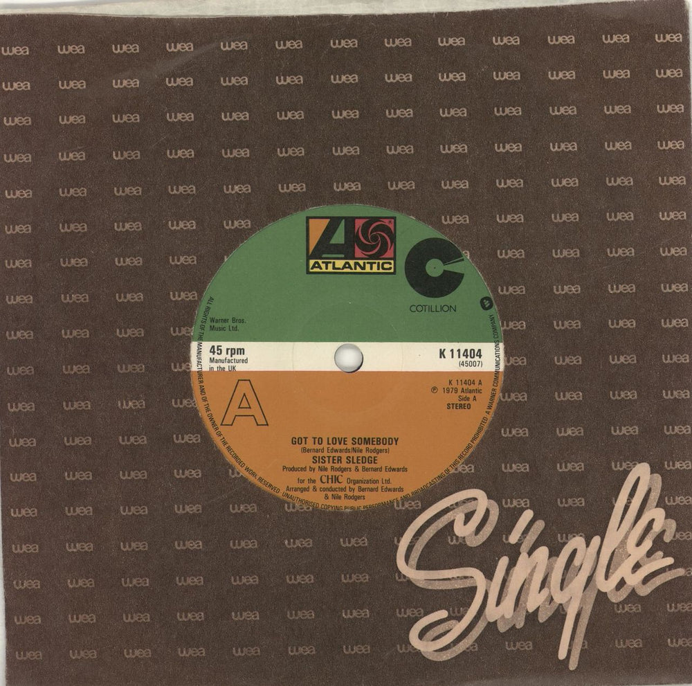 Sister Sledge Got To Love Somebody UK 7" vinyl single (7 inch record / 45) K11404