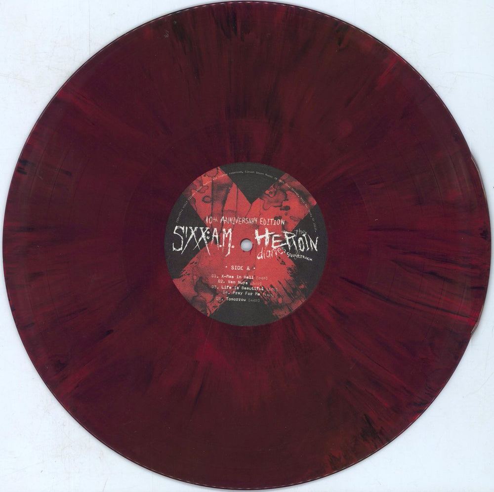 Sixx:AM The Heroin Diaries Soundtrack - Red & Black Marbled Vinyl US 2-LP vinyl record set (Double LP Album) 6AM2LTH798159