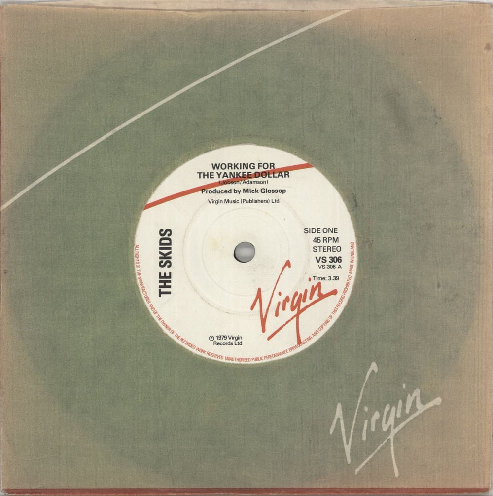 Skids Working For The Yankee Dollar UK 7" vinyl single (7 inch record / 45) VS306