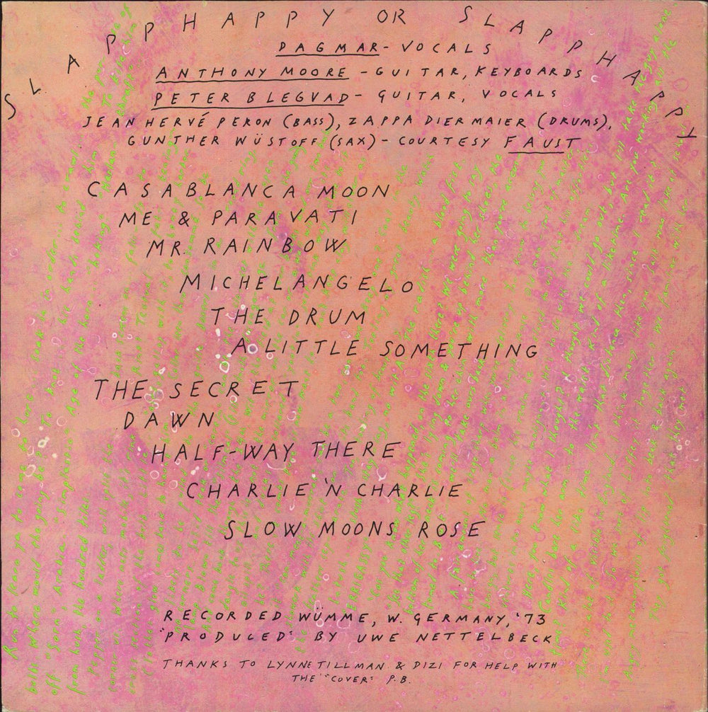 Slapp Happy Slapp Happy or Slapp Happy - Acnalbasac Noom UK vinyl LP album (LP record)