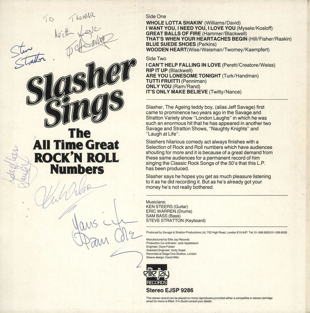 Slasher Slasher Sings - Signed UK vinyl LP album (LP record)