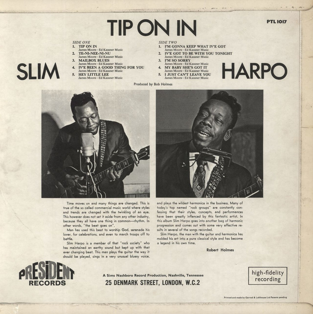 Slim Harpo Tip On In UK vinyl LP album (LP record)