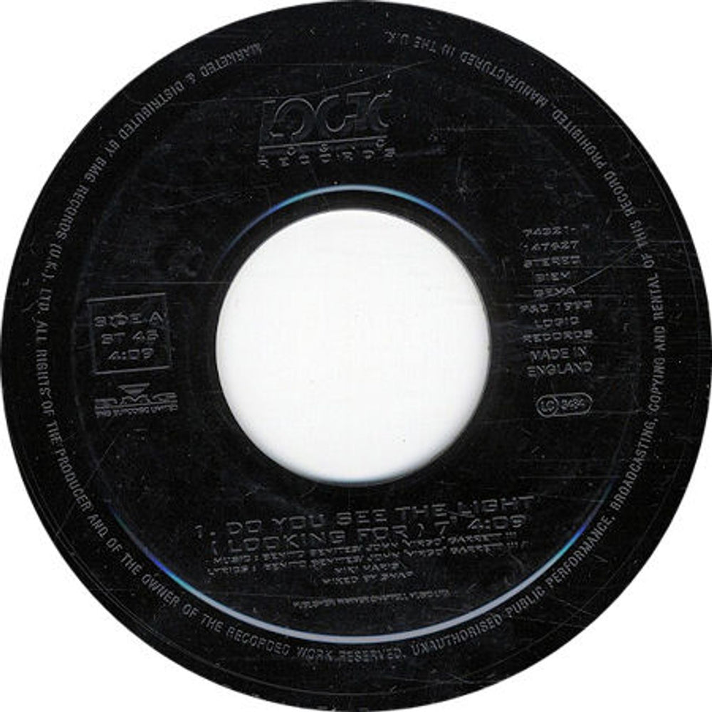 Snap! Do You See The Light - Jukebox Issue UK 7" vinyl single (7 inch record / 45) 74321-147627